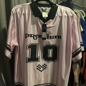 Fashion Nova Pink and Black Striped Jersey